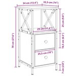 vidaXL Cabinet de Chevet 2 Pièces Chêne noir 34 x 35 5 x 70 cm