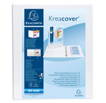 10 Classeurs personnalisable rigide 2 poches KreaCover® 4 anneaux en D 30mm A4 maxi  blanc EXACOMPTA