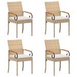 vidaXL Chaises de jardin 4 pc Beige et blanc crème