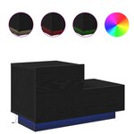 vidaXL Table de chevet avec lumières LED Chêne noir 70x36x40 5 cm