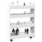 vidaXL Chariot de rangement étroit 4 niveaux blanc bois d'ingénierie