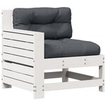 vidaXL Salon de jardin 5 Pièces avec coussins blanc bois massif de pin