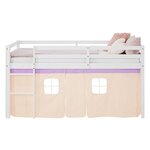 Lit mi-hauteur 90x200 cm avec sommier et rideau violet pêche
