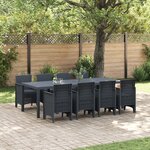 vidaXL Ensemble de salle à manger de jardin 9 pièces avec coussins anthracite en poly rotin