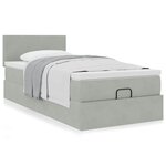 vidaXL Cadre de lit ottoman et matelas gris clair 90x190 cm velours