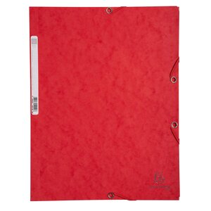 Chemise 3 Rabats À Élastiques Carte Lustrée 400g/m2 - A4 - Rouge - X 25 - Exacompta