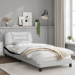 vidaXL Cadre de lit avec lumières LED blanc noir 90x190 cm similicuir