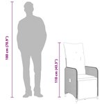 vidaXL Chaise de jardin inclinable avec coussins en résine tressée grise