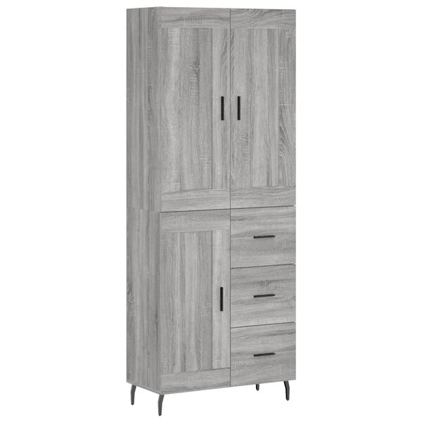 vidaXL Buffet haut Sonoma gris 69 5x34x180 cm Bois d'ingénierie