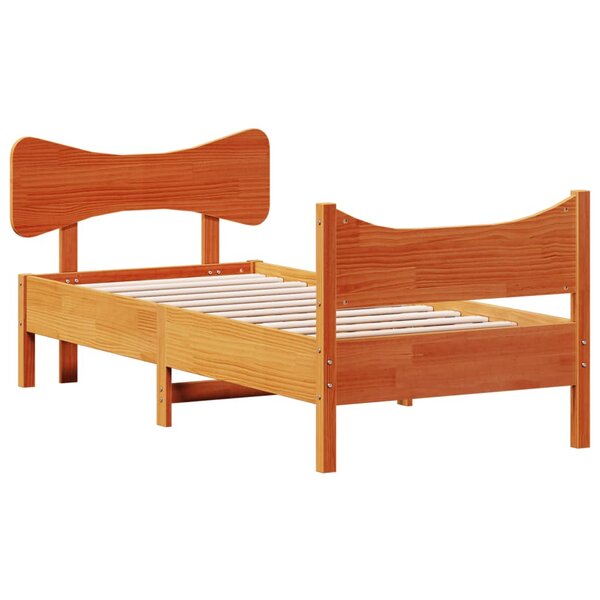 vidaXL Cadre de lit sans matelas cire marron 90x190 cm bois pin massif