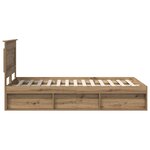 vidaXL Cadre de lit avec tiroir Chêne artisan 135 x 190 cm Pin massif