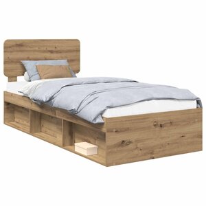 vidaXL Cadre de lit Chêne artisan 75 x 190 cm Pin massif