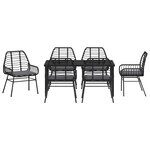 vidaXL Ensemble de salle à manger pour jardin 7 Pièces Noir polyrotin