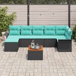 vidaXL Ensemble de canapé de jardin avec coussin 8 Pièces Noir polyrotin