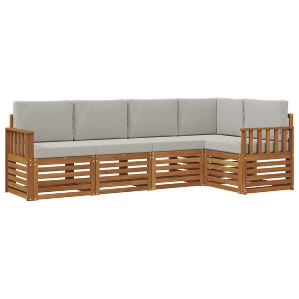 vidaXL Ensemble de canapés d'extérieur 5 pc Gris Naturel et Clair