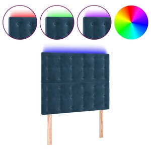vidaXL Tête de lit à LED Bleu foncé 90x5x118/128 cm Velours