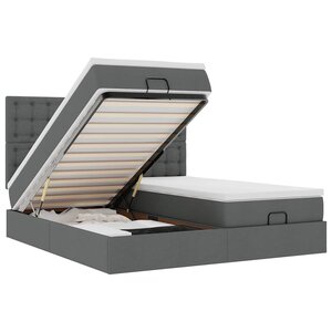 VidaXL Cadre de lit ottoman avec matelas gris foncé 160x200cm tissu