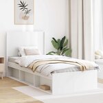 vidaXL Cadre de lit avec rangement et tête de lit Blanc 90 x 190 cm