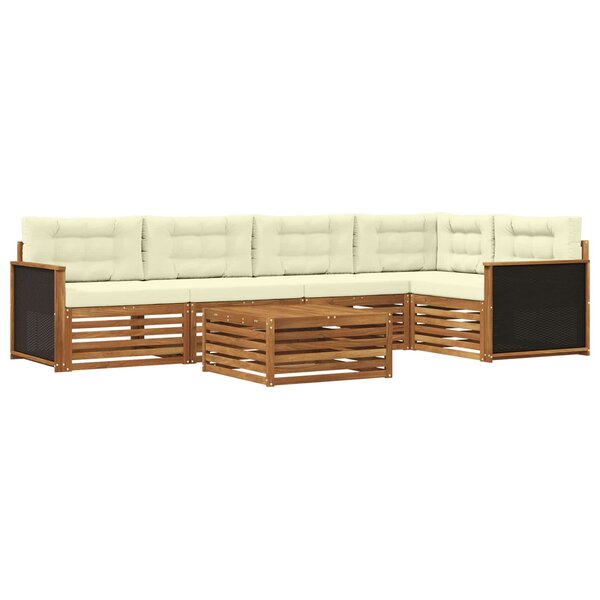 vidaXL Ensemble de canapés d'extérieur 6 pc Naturel et Crème Polyester