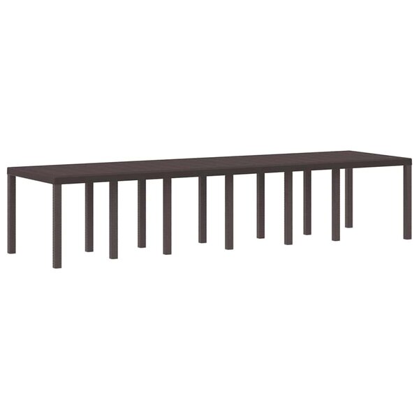 vidaXL Table de jardin pour repas Marron 350 x 100 x 73 cm polyrotin
