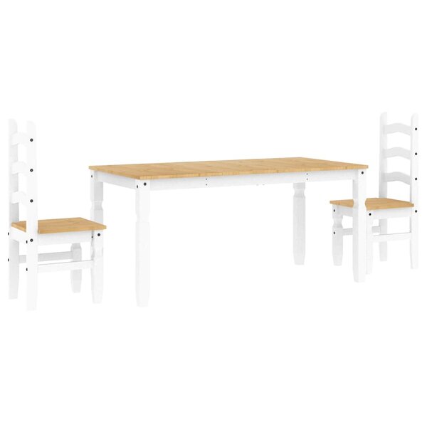 vidaXL Ensemble à manger Panama 3 Pièces blanc bois de pin massif