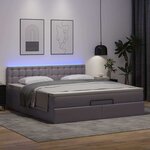 vidaXL Lit ottoman avec matelas & LED Gris 160x200cm similicuir