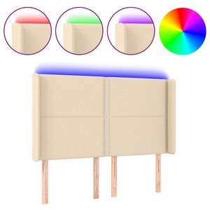 vidaXL Tête de lit à LED Crème 147x16x118/128 cm Tissu