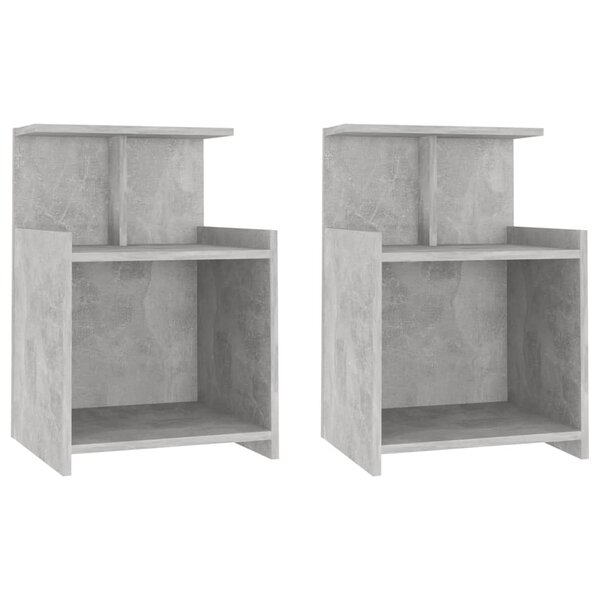 vidaXL Tables de chevet 2 Pièces Gris béton 40x35x60 cm Aggloméré