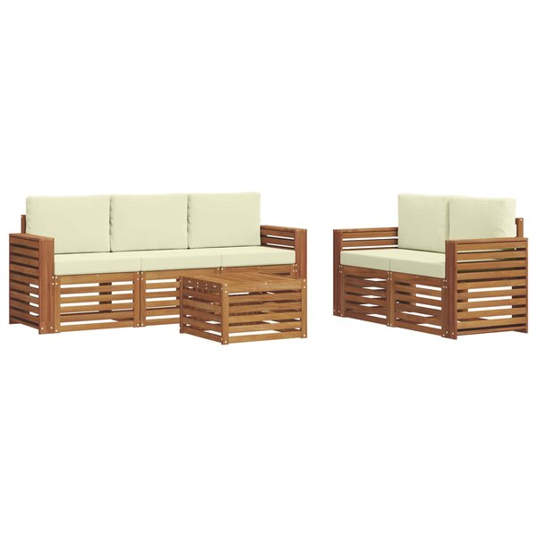 vidaXL Ensemble de canapés d'extérieur 6 pc Naturel et Crème