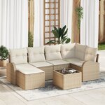 vidaXL Ensemble de canapé de jardin de 7 pièces avec coussins en rotin synthétique marron