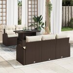 vidaXL Ensemble de Canapés de Jardin 6 Pièces avec Coussins Marron Poly Rotin