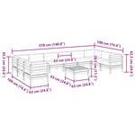 vidaXL Salon de jardin avec coussins 11Pièces cire marron bois pin massif