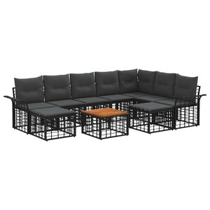 vidaXL Ensemble de canapés d'extérieur 10 Pièces Noir et Gris foncé