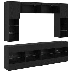 vidaXL Ensemble de meuble TV mural 6 Pièces Chêne Noir Bois d’ingénierie