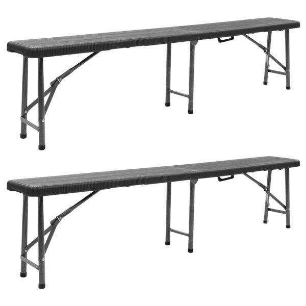 vidaXL Bancs de jardin pliables 2 Pièces 180 cm PEHD Noir
