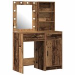 vidaXL Ensemble de table de maquillage avec LED 2 Pièces Bois ancien