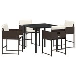 vidaXL Ensemble de salle à manger de jardin 5 pièces avec coussins en rattan poly marron