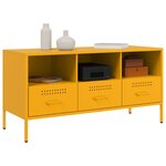 vidaXL Meuble TV jaune moutarde 100 5x39x50 5 cm acier