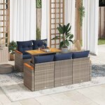 vidaXL Salon de jardin 6 Pièces avec coussins gris résine tressée
