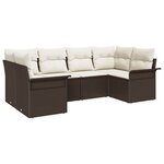 vidaXL Ensemble de canapé de jardin 6 Pièces Marron Poly rotin