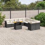 vidaXL Salon de jardin 11 Pièces avec coussins noir résine tressée