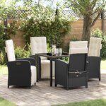 vidaXL Ensemble de salle à manger de jardin 5 pièces avec coussins en poly rotin noir