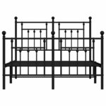 vidaXL Cadre de lit métal sans matelas avec pied de lit noir 135x190cm