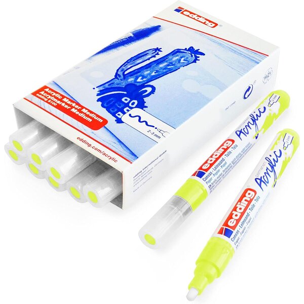 Marqueur acrylique moyen 5100 jaune fluOrescent 2-3 mm x 10 EDDING