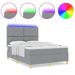 vidaXL Lit à ressorts avec matelas Gris clair 140 x 200 cm tissu