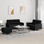 vidaXL Ensemble de canapés 3 Pièces avec coussins Noir Tissu