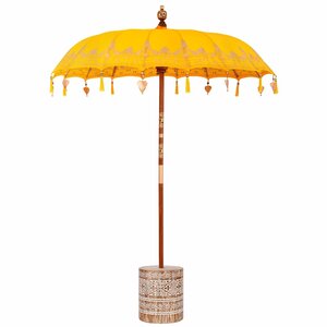 vidaXL Parasol balinais avec base Jaune 185 x 185 x 260 cm