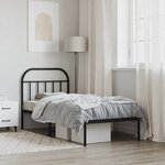 vidaXL Cadre de lit métal sans matelas avec tête de lit noir 80x200 cm