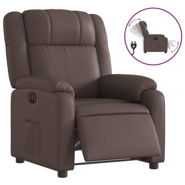 vidaXL Fauteuil inclinable électrique Marron Similicuir