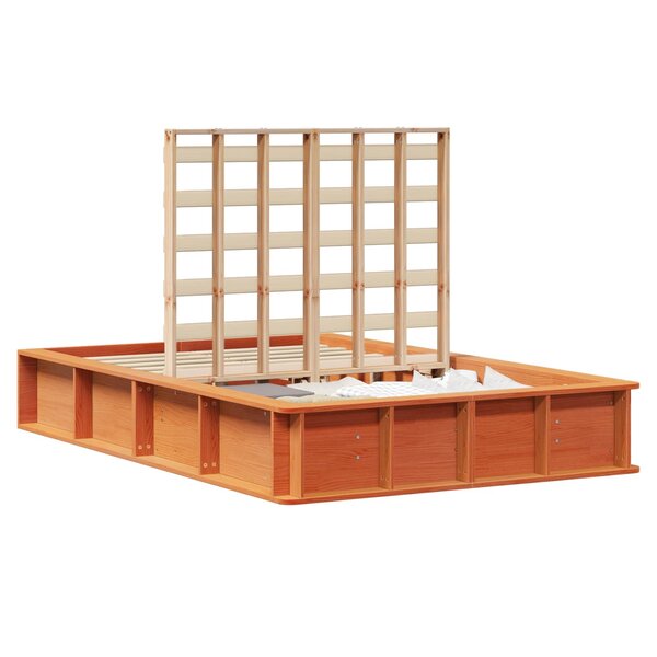 vidaXL Cadre de lit Cire marron 140 x 200 cm Bois de pin massif